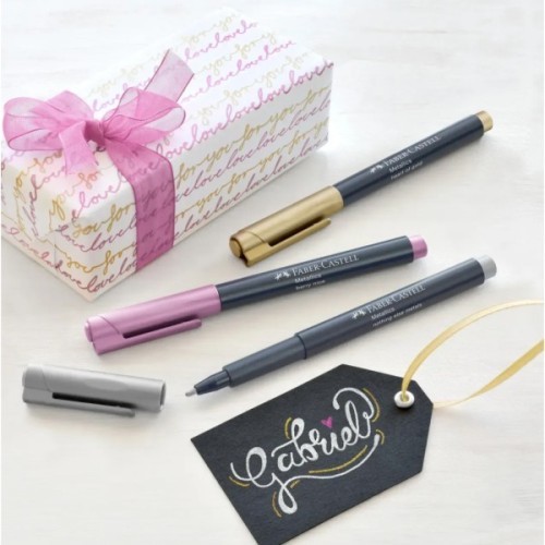 Маркер Faber-Castell металік для декору Metallics Marker Kissed by a rose, M (1,5 мм), колір рожевий (32024)