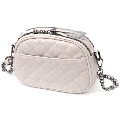 Сумка Vintage Жіноча стьобана з м'якої натуральної шкіри Біла (22326)