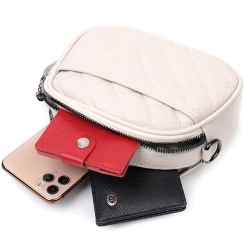 Сумка Vintage Жіноча стьобана з м'якої натуральної шкіри Біла (22326)