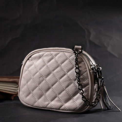 Сумка Vintage Жіноча стьобана з м'якої натуральної шкіри Біла (22326)