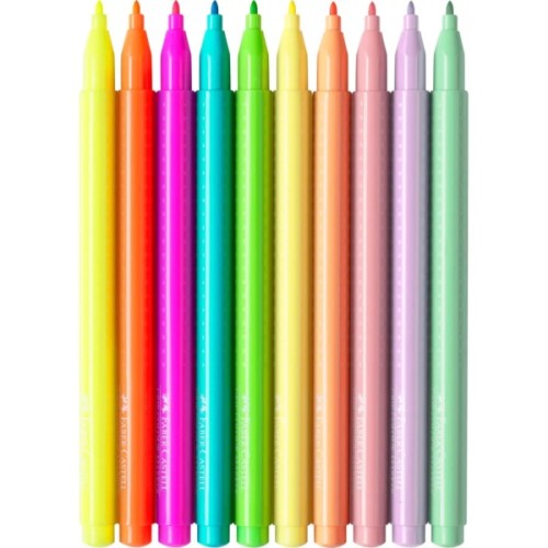 Фломастери Faber-Castell Grip felt-tip pen neon + pastel, тригранні пастельні + неонові, 10 кольорів (30746)