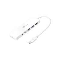 Концентратор J5create USB-C 6-in-1 2xUSB 3.1 + USB-C PD + HDMI + SD/TF + 3.5mm white (JCD373-N)
