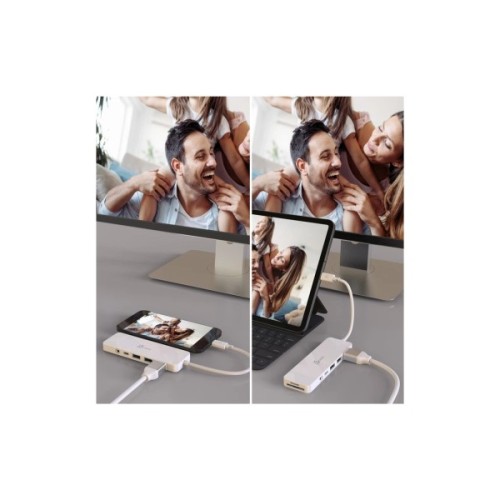 Концентратор J5create USB-C 6-in-1 2xUSB 3.1 + USB-C PD + HDMI + SD/TF + 3.5mm white (JCD373-N)