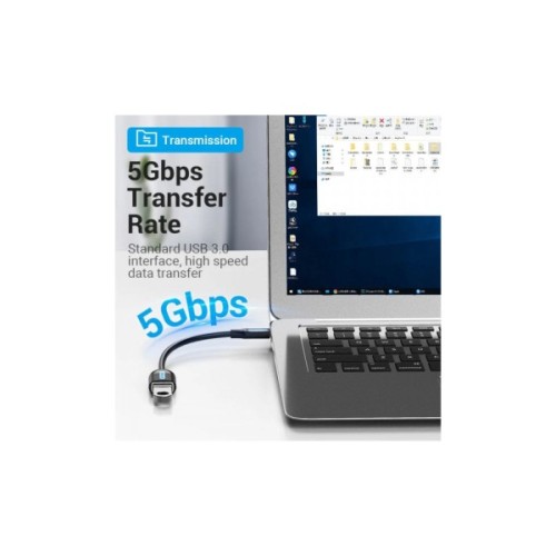 Перехідник OTG USB 3.1 AF to USB-C 0.15m black Vention (CCVBB)