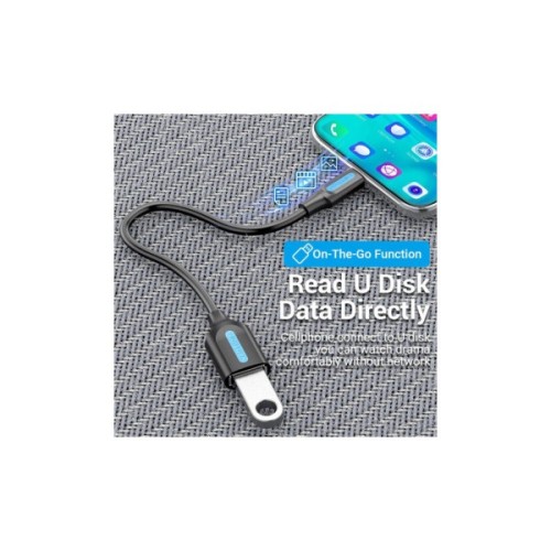 Перехідник OTG USB 3.1 AF to USB-C 0.15m black Vention (CCVBB)
