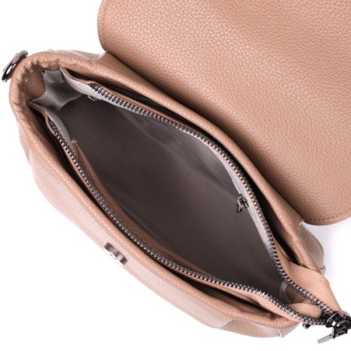 Сумка Vintage Жіноча з фактурним клапаном з натуральної шкіри Пудрова (22329)