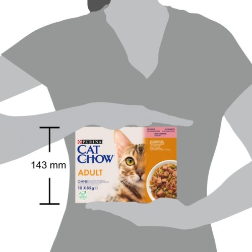 Вологий корм для кішок Purina Cat Chow Adult з лососем і зеленою квасолею 85 гх10 шт (7613036596039)