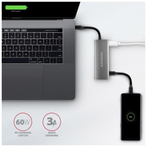 Концентратор AXAGON USB-C to 2xUSB-A + 2xUSB-C + HDMI 0.13m gray (HMC-5G2)