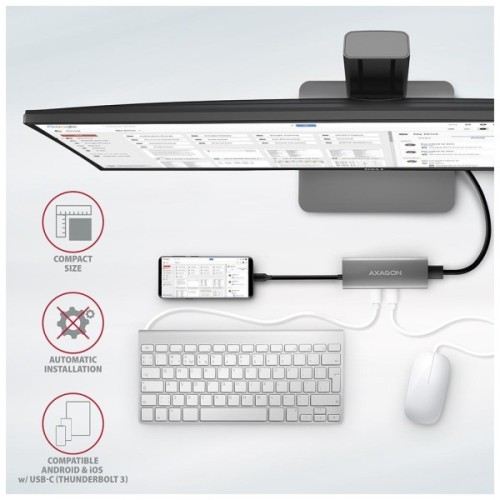 Концентратор AXAGON USB-C to 2xUSB-A + 2xUSB-C + HDMI 0.13m gray (HMC-5G2)