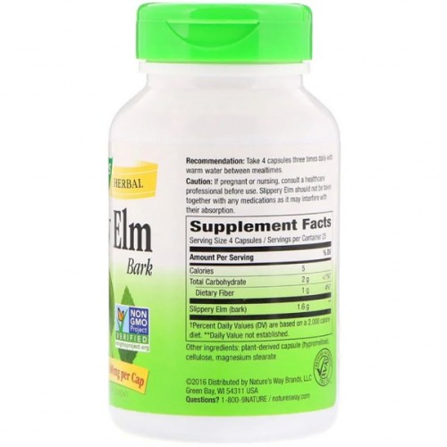 Трави Nature's Way Слизький В'яз, Slippery Elm Bark, 400 мг 100 капсул (NWY-17100)