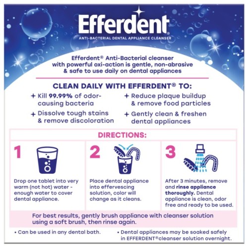 Засіб для очищення зубних протезів Efferdent Антибактеріальні таблетки для очищення зубних протезів та ортодонтичних апаратів 44 шт. (814832015862)