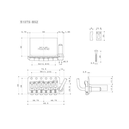 Бридж для гітари Gotoh 510TS-BS2 C