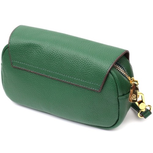 Сумка Vintage Шкіряна жіноча з фігурним клапаном Зелена (22430)