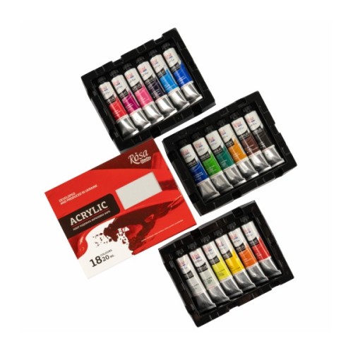 Акрилові фарби Rosa Studio 18 кольорів 20 мл (4823098538134)