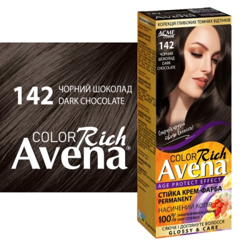 Фарба для волосся Acme Color Avena Rich Color Стійка 142 - Чорний шоколад (4823115502674)