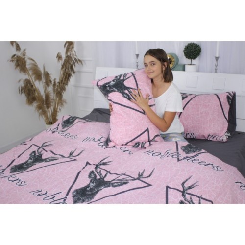 Постільна білизна MirSon Бязь 17-0516 Noble deers pink Двоспальний (2200003644371)