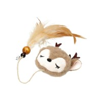 Іграшка для котів Hippie Pet Плюшеве оленя з пір'ям коричневе 11 см (HIPCT2304102-3)
