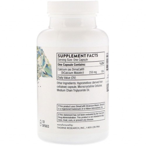 Мінерали Thorne Research Дикальцій Малат, Dicalcium Malate, 120 Капсул (THR-00650)