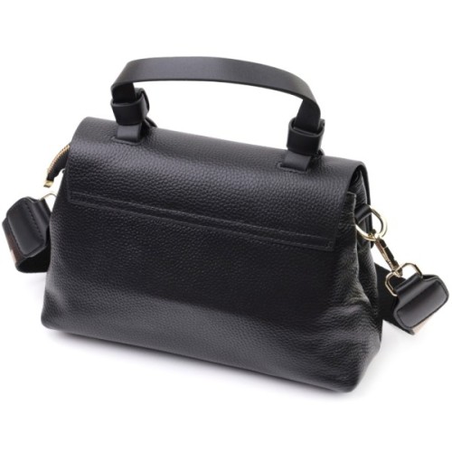 Сумка Vintage Жіноча з короткою ручкою з натуральної шкіри Чорна (22670)