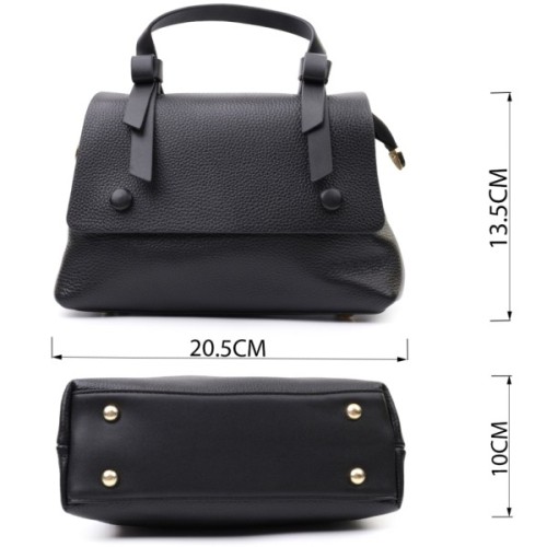 Сумка Vintage Жіноча з короткою ручкою з натуральної шкіри Чорна (22670)