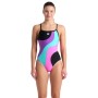 Купальник Arena Multi Slices Swimsuit Lightdro 008094-598 чорний, бузковий, бірюзовий, рожевий 44 (3468337399704)