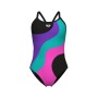 Купальник Arena Multi Slices Swimsuit Lightdro 008094-598 чорний, бузковий, бірюзовий, рожевий 44 (3468337399704)