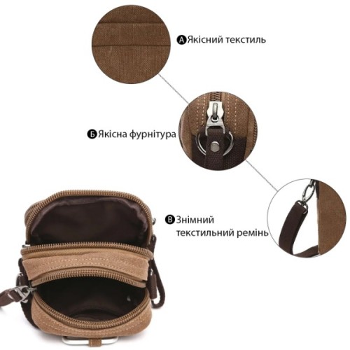 Сумка Vintage Текстильна Коричнева (20163)