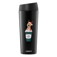 Термокружка Ardesto Coffee Time Reindeer 450мл, нержавіюча сталь, чорний (AR2645RN)