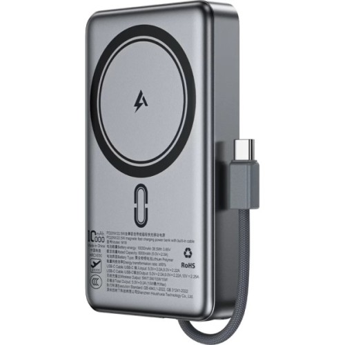 Батарея універсальна Acefast Magnetic Wireless 10000mAh, 22.5W, PD, QC/3.0, QI 15W, M18, Black (6974316284017)