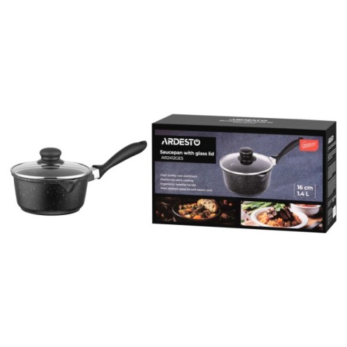 Ківш Ardesto Gemini Anzio, 1.4л, алюміній, чорний (AR2412GES)