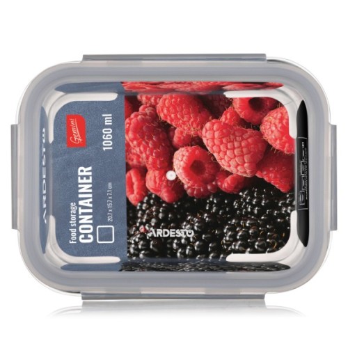 Харчовий контейнер Ardesto Gemini прямокутний, 1.06л, боросилікатне скло, прозорий (AR1210BRC)