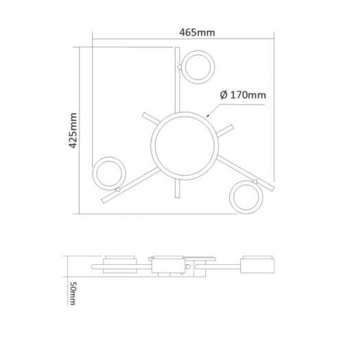 Світильник Videx під лампу 3xGX53 накладний з підсвіткою (VL-SPF20B-BB)