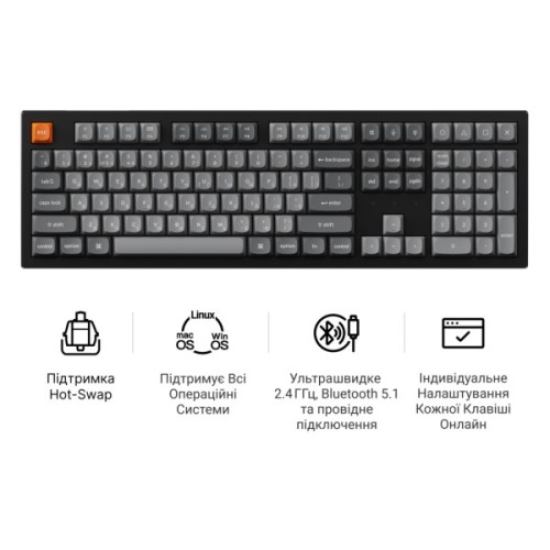 Клавіатура Keychron K10 Max Keychron Super Banana Switch RGB UA Black (K10M-H4-UA)