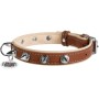 Нашийник для тварин WAUDOG Soft з QR паспортом з шипами Ш 20 мм Д 30-39 см коричневий (7193)