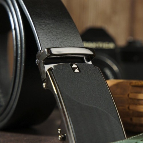 Ремінь Vintage Чоловічий з матовою чорною вставкою на пряжці Чорний (20319)