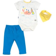 Набір дитячого одягу Miniworld зі слинявчиком (14342-80B-blue)