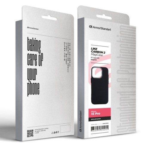 Чохол до мобільного телефона Armorstandart LikeCarbon2 MagCase Apple iPhone 15 Pro Kevlar Black (ARM88589)