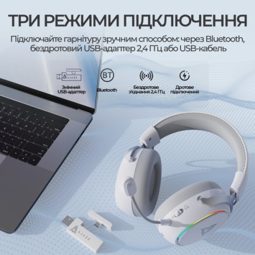 Навушники Ajazz AHM10 Max White (AHM10-MAX-W)