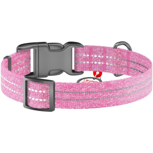 Нашийник для тварин WAUDOG Re-cotton з QR паспортом світловідбивний Ш 20 мм Д 28-40 см рожевий (02887)