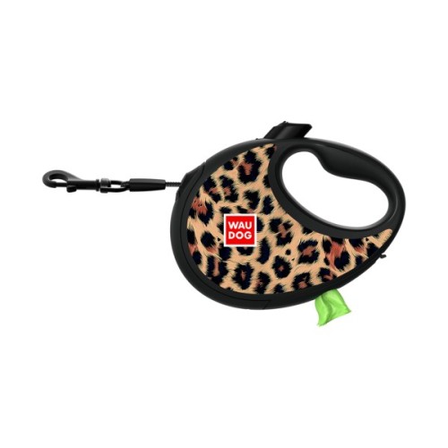 Повідець для собак WAUDOG R-leash з контейнером для пакетів "Леопард", світловідбивна стрічка, L (257-4066)