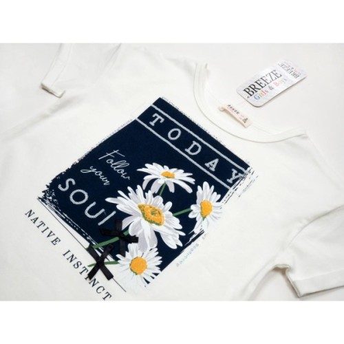 Футболка дитяча Breeze з ромашками (13519-128G-beige)