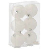 Ялинкова іграшка Chomik пластикові кулькикомпл. 6 шт, 8см, молочні (5900779877290)