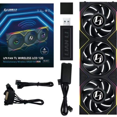 Кулер до корпусу Lian Li UNI Fan TL WIRELESS LCD 120-3, Black (G99.12TLLCD1W3B.00)