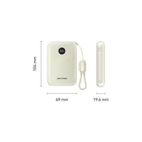 Батарея універсальна Vention 10000mAh 22,5W Fast Charging, USB-A, 2xUSB-C Beige (FKAN0-C)