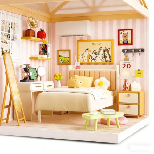 Конструктор Mini House румбокс серії Інтер'єр – Спальня (світло) (8004)