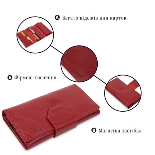 Гаманець Grande Pelle У три складання Червоний (11564)