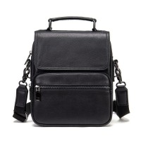 Сумка Vintage Вертикальна чоловіча у м'якій шкірі Чорна (20367)