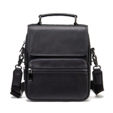 Сумка Vintage Вертикальна чоловіча у м'якій шкірі Чорна (20367)