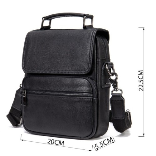 Сумка Vintage Вертикальна чоловіча у м'якій шкірі Чорна (20367)