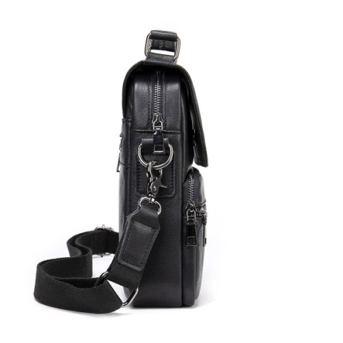 Сумка Vintage Вертикальна чоловіча у м'якій шкірі Чорна (20367)